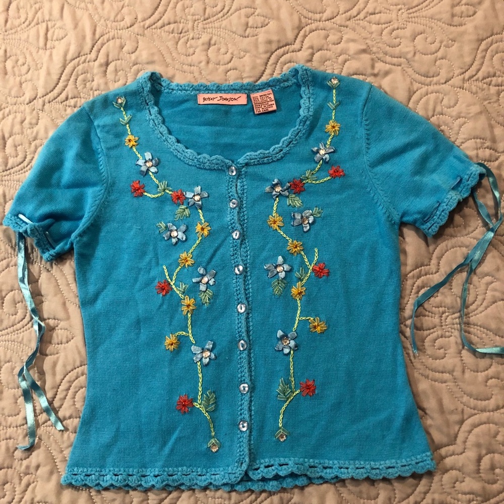 New Blue embroidery top girl 10/12